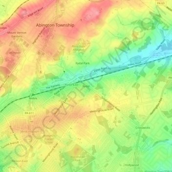 Mapa topográfico Rydal, altitud, relieve