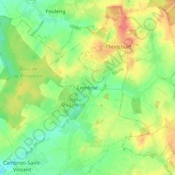 Mapa topográfico Lombise, altitud, relieve