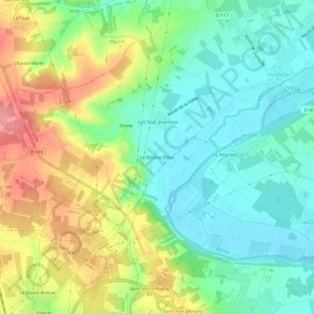 Mapa topográfico Le Beurre Doux, altitud, relieve