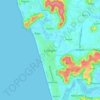 Mapa topográfico Calangute, altitud, relieve