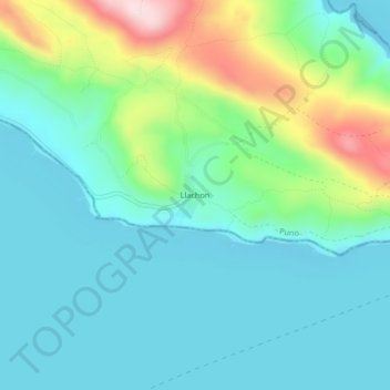 Mapa topográfico Llachon, altitud, relieve