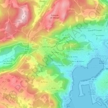 Mapa topográfico Balón, altitud, relieve