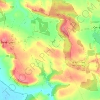 Mapa topográfico Ganthorpe, altitud, relieve