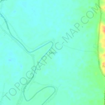 Mapa topográfico Kebo, altitud, relieve