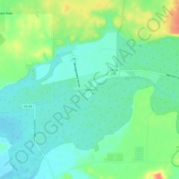 Mapa topográfico Snelling, altitud, relieve