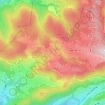 Mapa topográfico La Croix des Hêtres, altitud, relieve