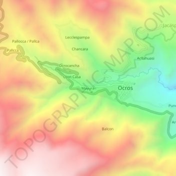 Mapa topográfico Mayura, altitud, relieve