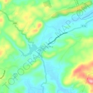 Mapa topográfico Denagama, altitud, relieve