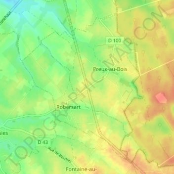 Mapa topográfico Le Calvaire de Preux, altitud, relieve