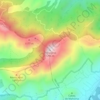 Mapa topográfico el Maigmó, altitud, relieve