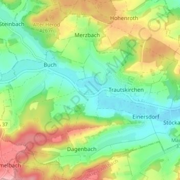 Mapa topográfico Fröschendorf, altitud, relieve