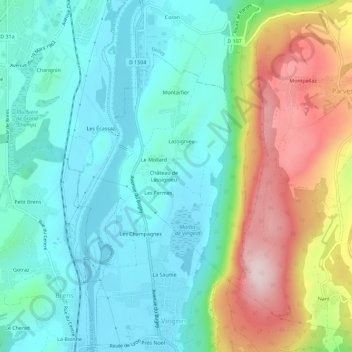Mapa topográfico Le Revoiret, altitud, relieve
