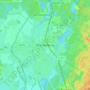 Mapa topográfico Oranienburg, altitud, relieve