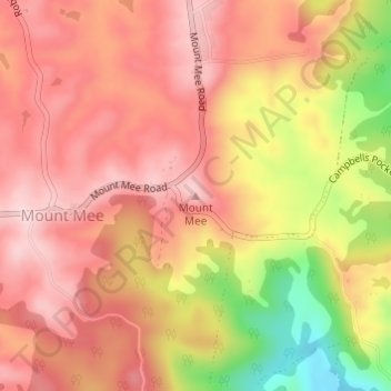 Mapa topográfico Mount Mee, altitud, relieve