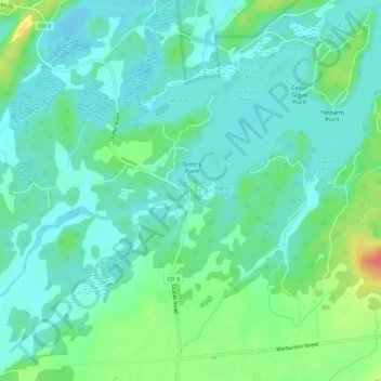 Mapa topográfico Outlet, altitud, relieve