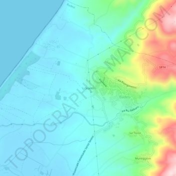 Mapa topográfico Li Scalitti, altitud, relieve