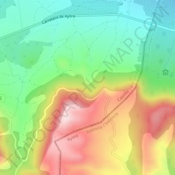 Mapa topográfico Cerro Ramón, altitud, relieve