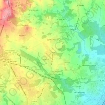 Mapa topográfico La Halte, altitud, relieve