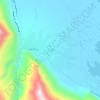 Mapa topográfico Hundar, altitud, relieve