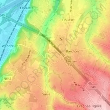 Mapa topográfico Chefneux, altitud, relieve