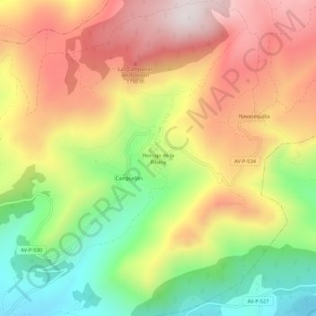 Mapa topográfico Horcajo de la Ribera, altitud, relieve