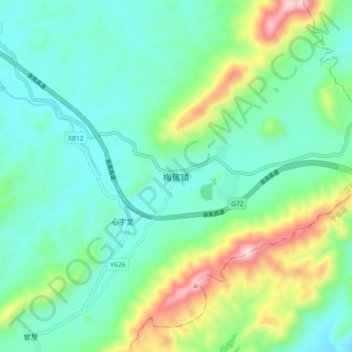 Mapa topográfico Meijiao, altitud, relieve