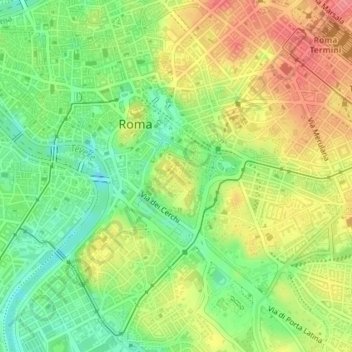 Mapa topográfico Palatine Hill, altitud, relieve