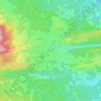 Mapa topográfico Schöffau, altitud, relieve