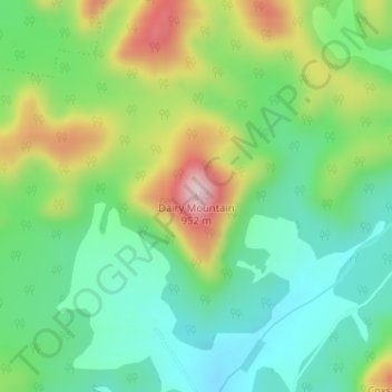 Mapa topográfico Dairy Mountain, altitud, relieve