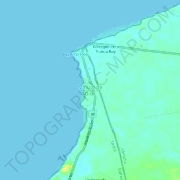 Mapa topográfico Minuto de Dios, altitud, relieve