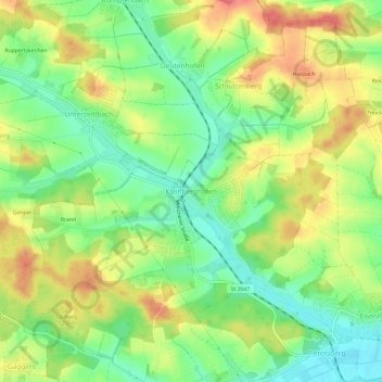 Mapa topográfico Kleinberghofen, altitud, relieve