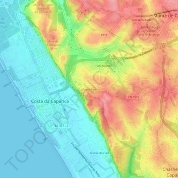 Mapa topográfico Capuchos, altitud, relieve