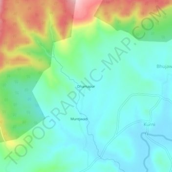 Mapa topográfico Dhamapur, altitud, relieve