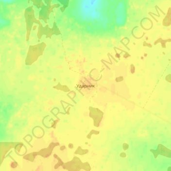 Mapa topográfico Ударник, altitud, relieve