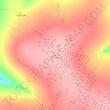 Mapa topográfico Tablelands, altitud, relieve