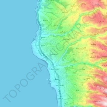 Mapa topográfico Aamchit, altitud, relieve