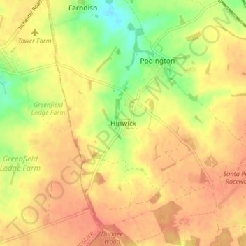 Mapa topográfico Hinwick, altitud, relieve