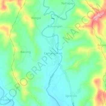 Mapa topográfico Camangahan, altitud, relieve