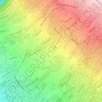 Mapa topográfico Trois Mares, altitud, relieve