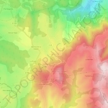 Mapa topográfico Lagineste, altitud, relieve