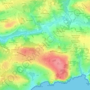 Mapa topográfico Manoir de Treyer, altitud, relieve