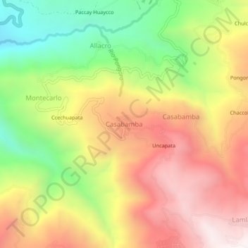 Mapa topográfico Casabamba, altitud, relieve