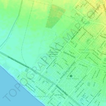 Mapa topográfico D, altitud, relieve