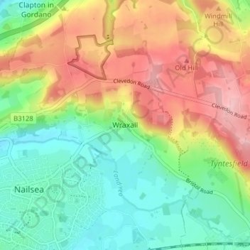 Mapa topográfico Wraxall, altitud, relieve