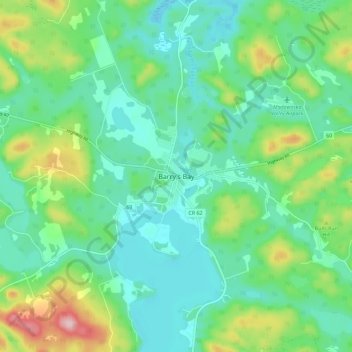 Mapa topográfico Barry's Bay, altitud, relieve