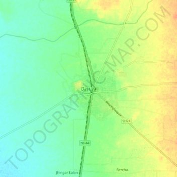 Mapa topográfico Dasuya, altitud, relieve