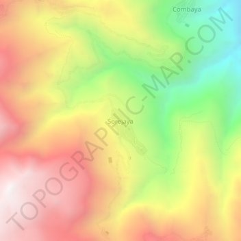 Mapa topográfico Sorejaya, altitud, relieve
