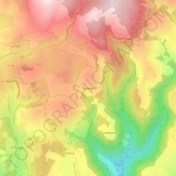 Mapa topográfico Turlande, altitud, relieve