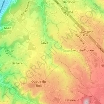 Mapa topográfico Sur Miermont, altitud, relieve