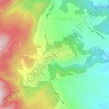 Mapa topográfico Elatochori, altitud, relieve